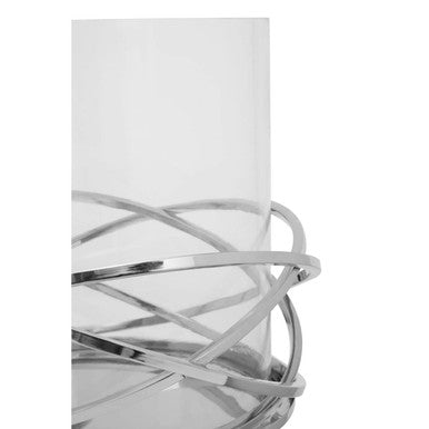 Orsina Luna Twist Large Silver Aluminium Sculptural Candle Holder