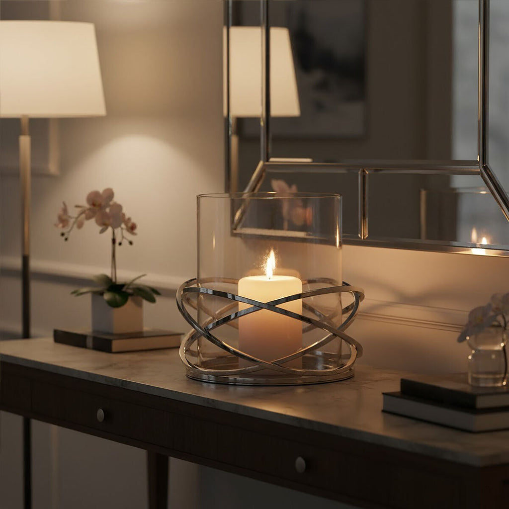 Orsina Luna Twist Large Silver Aluminium Sculptural Candle Holder