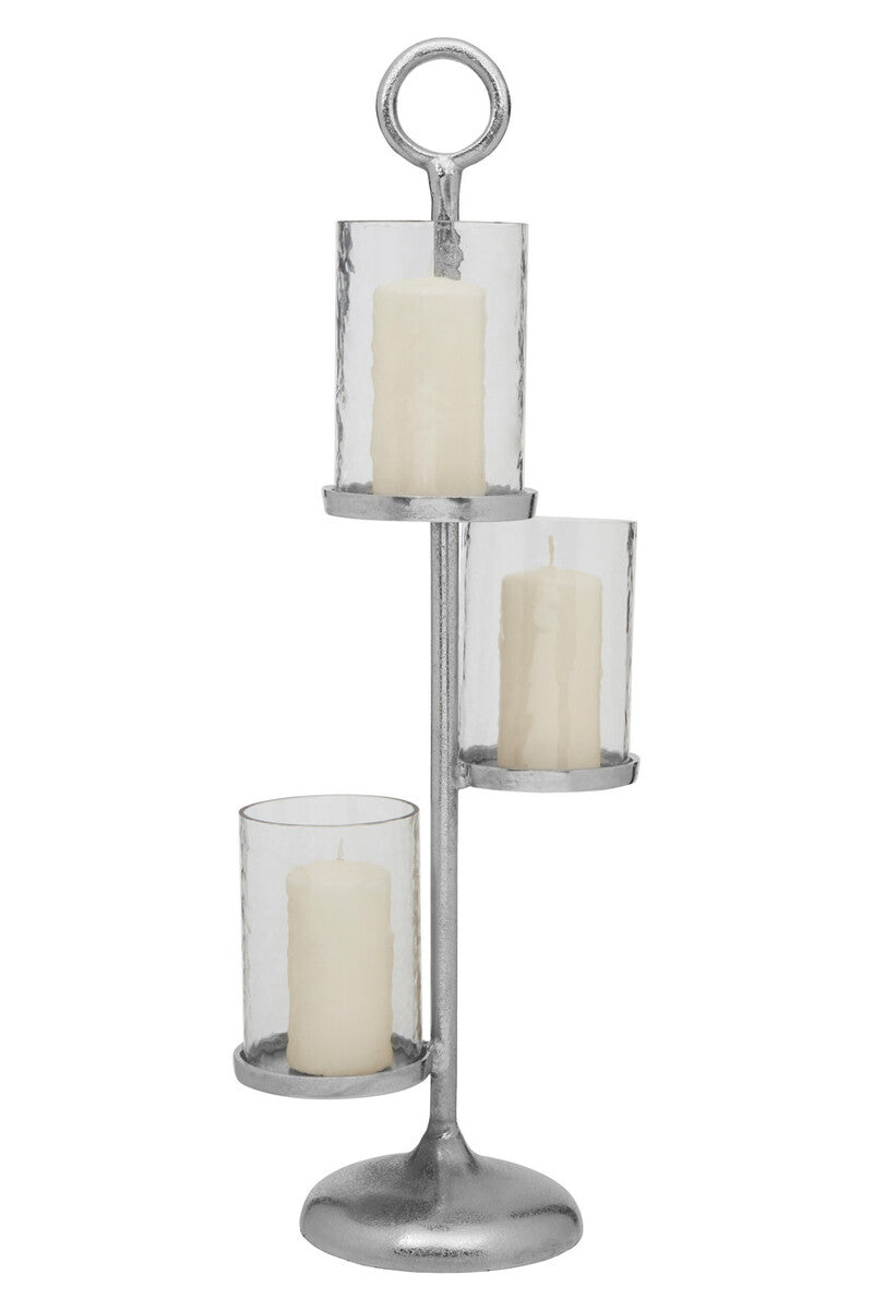 Orsina Verve Floor Standing 3-Light Candle Holder – Silver Aluminium