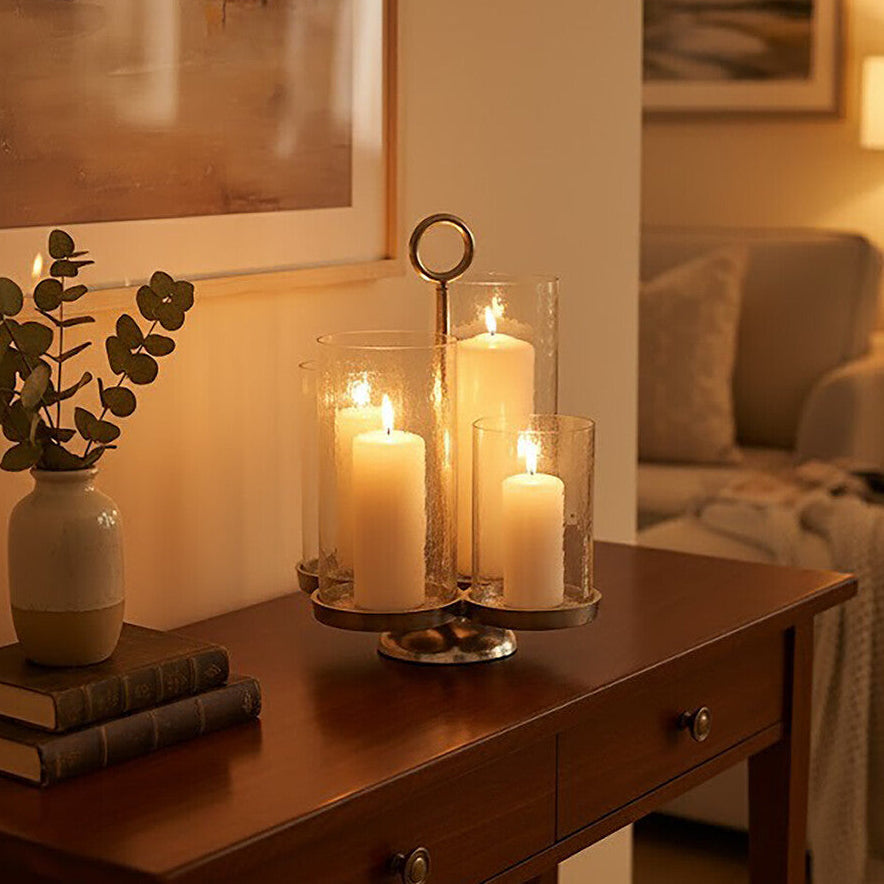 Orsina Verve 4-Light Candelabra – Handcrafted Silver Aluminium Holder