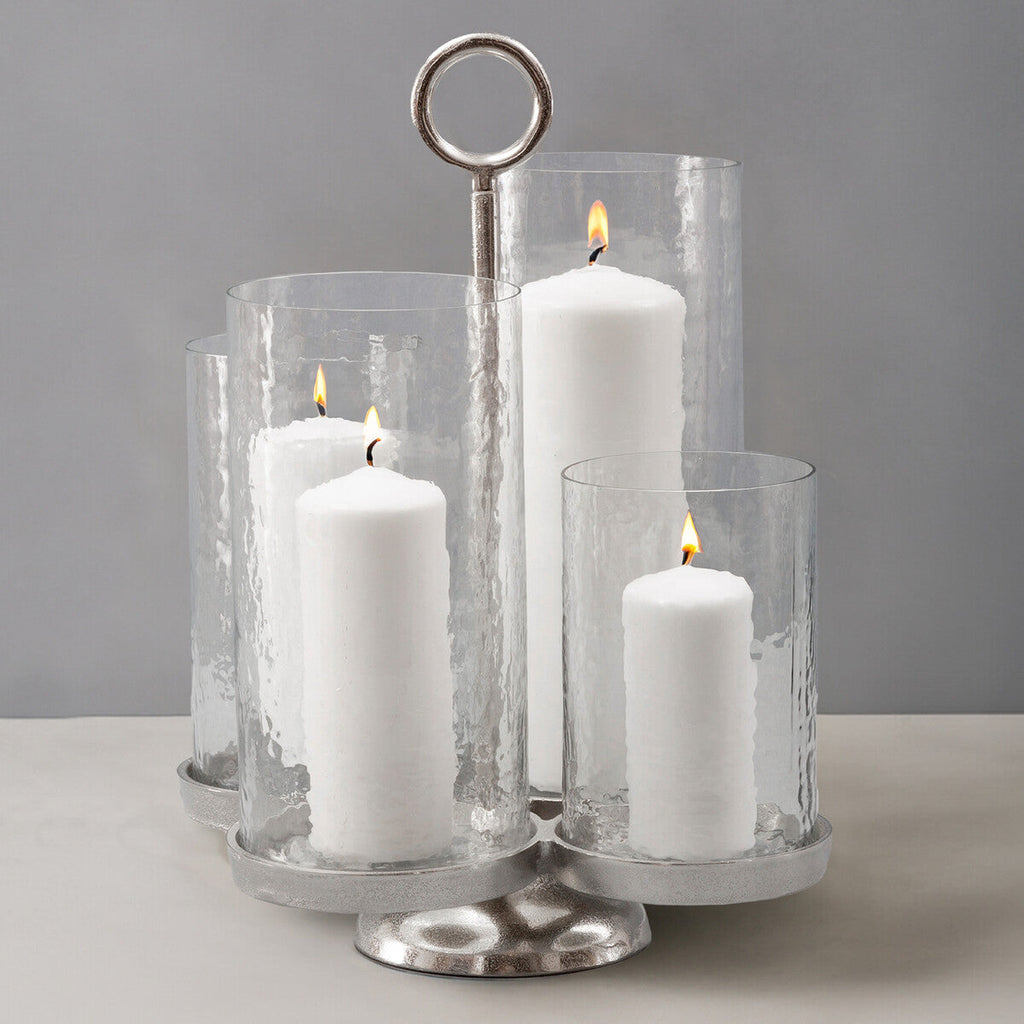Orsina Verve 4-Light Candelabra – Handcrafted Silver Aluminium Holder