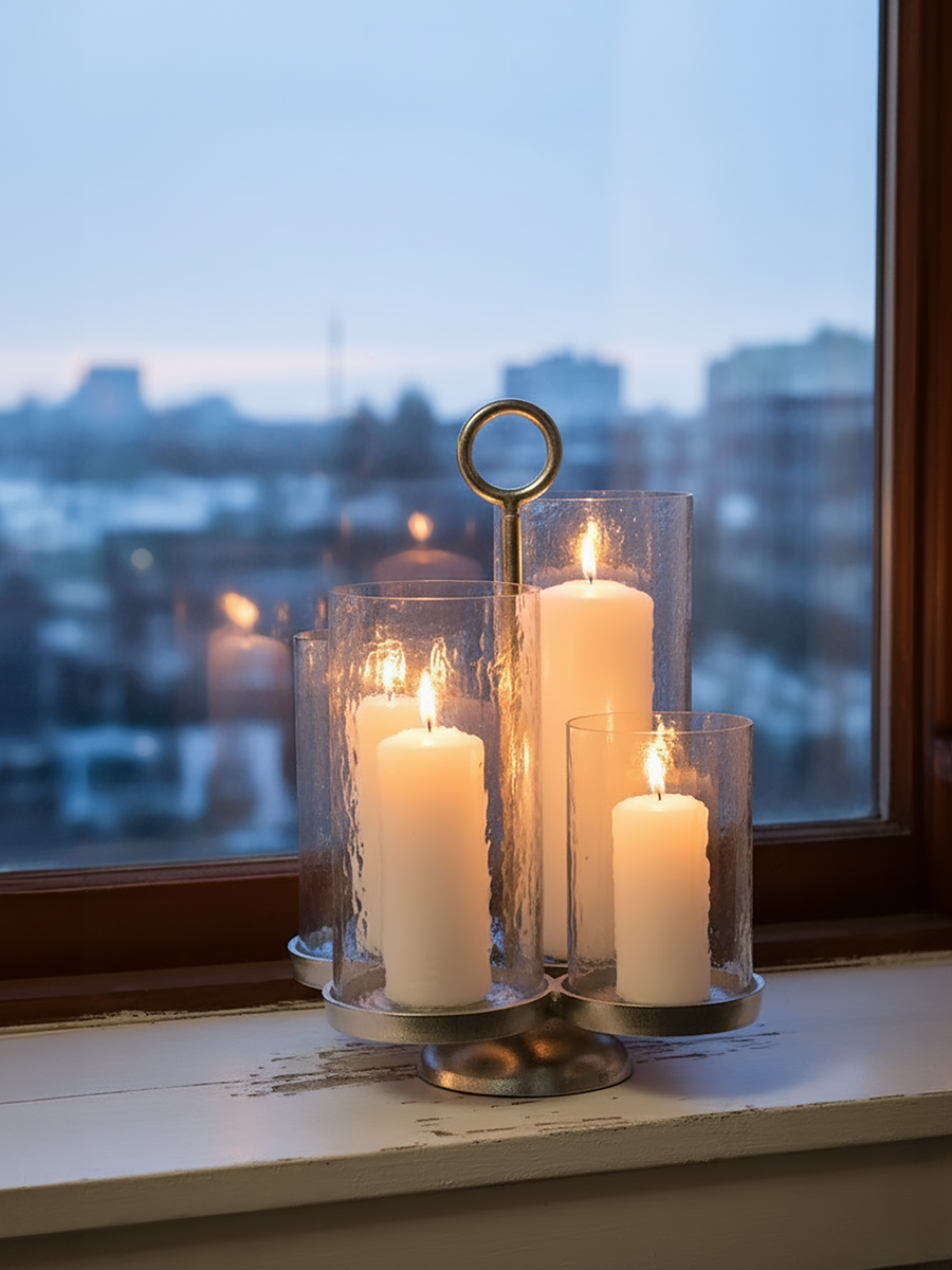 Orsina Verve 4-Light Candelabra – Handcrafted Silver Aluminium Holder