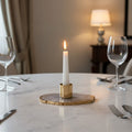 Orsina Agata Grey Agate Candle Holder – Natural Stone & Gold Finish