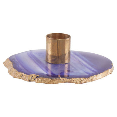 Orsina Agata Blue and Gold Agate Stone Candle Holder – Luxury Decor