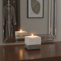 Orsina Kira Marble Tealight Holder – White and Grey Stone with Gold