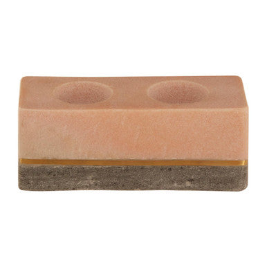 Kira Tealight Holder by Orsina – Pink and Grey Marble with Gold Inlay