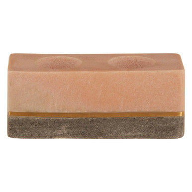 Kira Tealight Holder by Orsina – Pink and Grey Marble with Gold Inlay