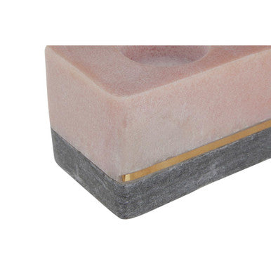 Kira Tealight Holder by Orsina – Pink and Grey Marble with Gold Inlay