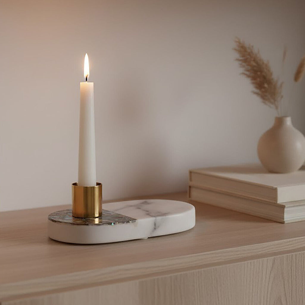 Orsina Marella Stone Candle Holder – Sculptural Table Centerpiece