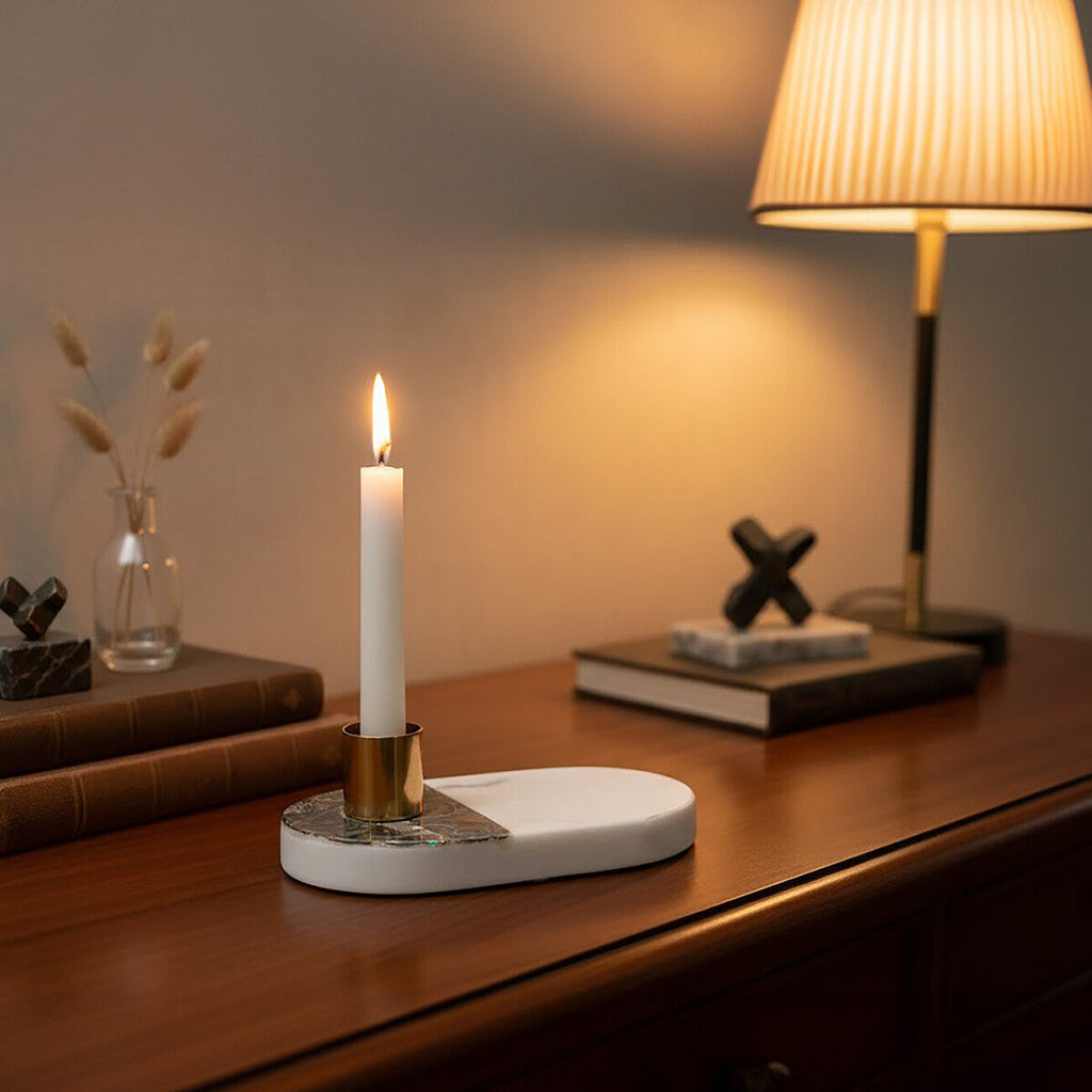Orsina Marella Stone Candle Holder – Sculptural Table Centerpiece