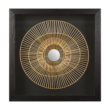 Orsina Modello Sunburst Wall Art – Gold & Black 3D Iron Mirror Decor
