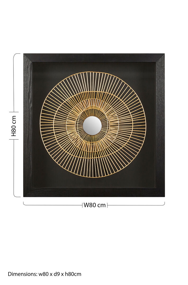 Orsina Modello Sunburst Wall Art – Gold & Black 3D Iron Mirror Decor