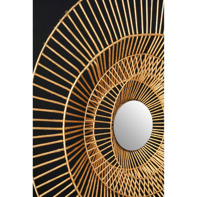 Orsina Modello Sunburst Wall Art – Gold & Black 3D Iron Mirror Decor