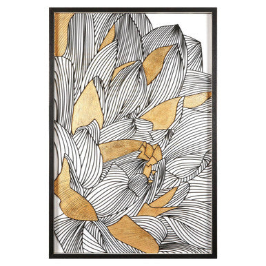 Orsina Modello Framed Botanical Wall Art – Gold & White Pine Wood Frame