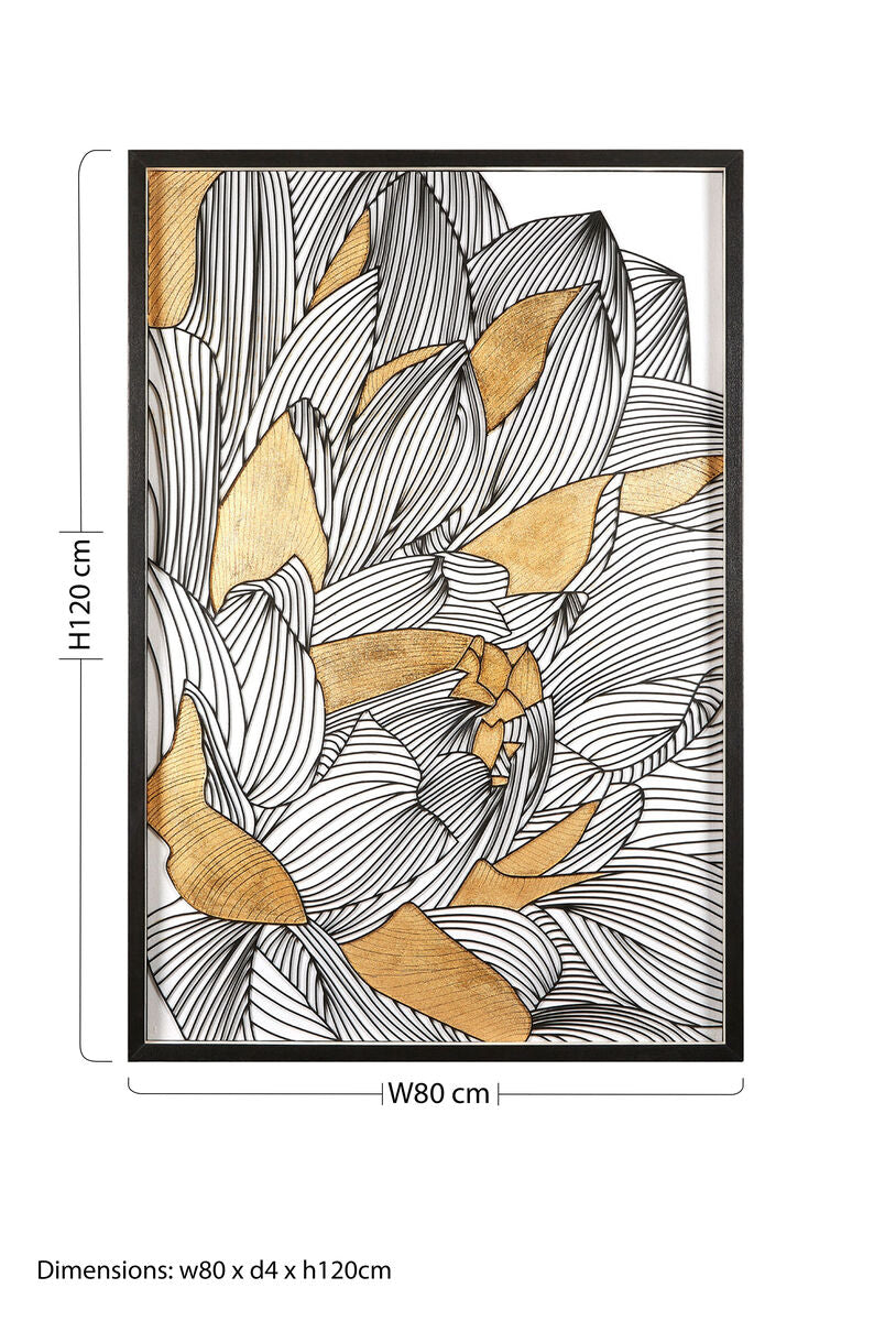 Orsina Modello Framed Botanical Wall Art – Gold & White Pine Wood Frame
