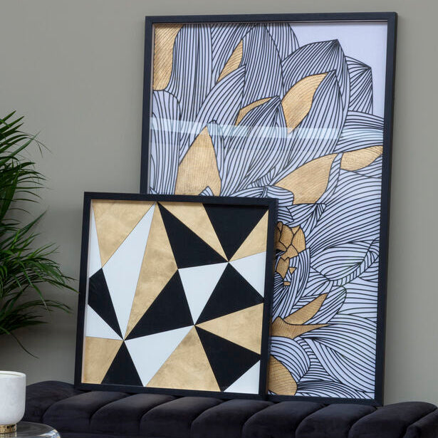 Orsina Modello Framed Botanical Wall Art – Gold & White Pine Wood Frame