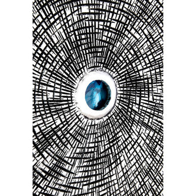 Orsina Modello Hand-Carved Pine Wood Circle Wall Art – Blue & Silver