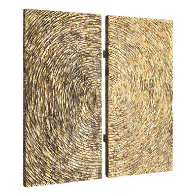 Orsina Modello Gold Wood Carving Wall Art – 2-Panel Modern Decor