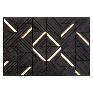 Orsina Modello Black Wood Carving Wall Art – Geometric Gold Accents