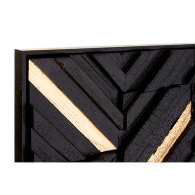 Orsina Modello Black Wood Carving Wall Art – Geometric Gold Accents