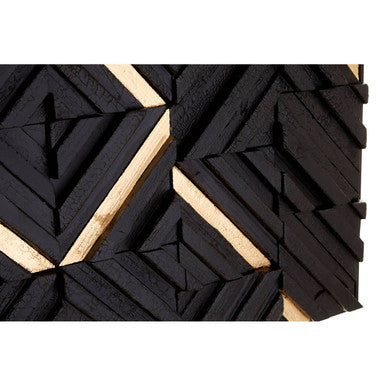 Orsina Modello Black Wood Carving Wall Art – Geometric Gold Accents