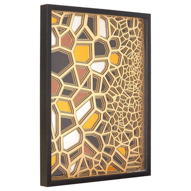 Orsina Modello Gold and Black Paper Sculpture Wall Art | Pine Wood Frame