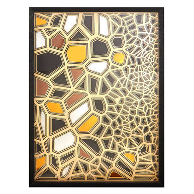 Orsina Modello Gold and Black Paper Sculpture Wall Art | Pine Wood Frame