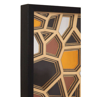 Orsina Modello Gold and Black Paper Sculpture Wall Art | Pine Wood Frame