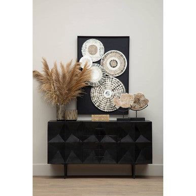 Orsina Modello Natural and Black Paper Geometric Framed Wall Art