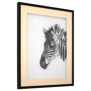 Orsina Modello Zebra Sculpture Wall Art – 3D Black Nail Art & Pine Frame