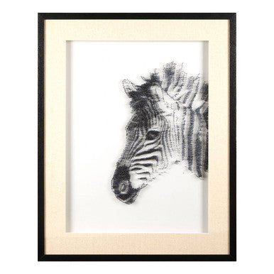 Orsina Modello Zebra Sculpture Wall Art – 3D Black Nail Art & Pine Frame