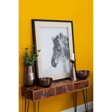 Orsina Modello Zebra Sculpture Wall Art – 3D Black Nail Art & Pine Frame