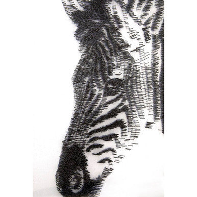 Orsina Modello Zebra Sculpture Wall Art – 3D Black Nail Art & Pine Frame