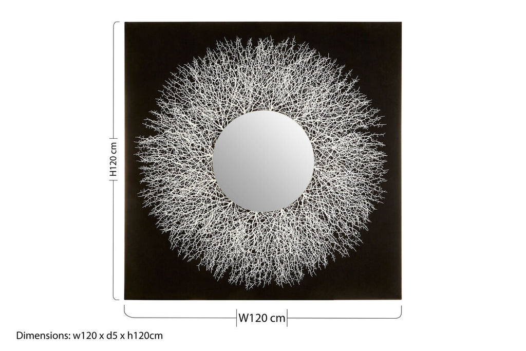 Orsina Modello Abstract Mirrored Wall Art – Silver & Black Sculpture