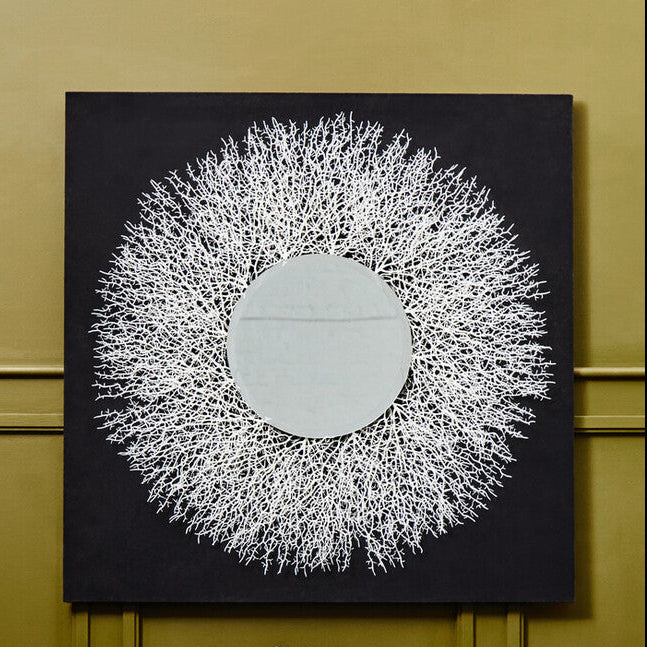 Orsina Modello Abstract Mirrored Wall Art – Silver & Black Sculpture