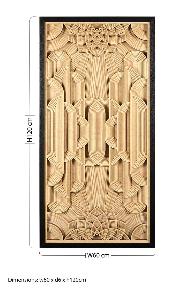Orsina Modello Deco Wood Carving Wall Art – Hand Carved Geometric Panel