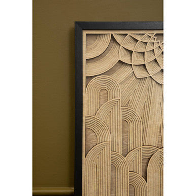 Orsina Modello Deco Wood Carving Wall Art – Hand Carved Geometric Panel