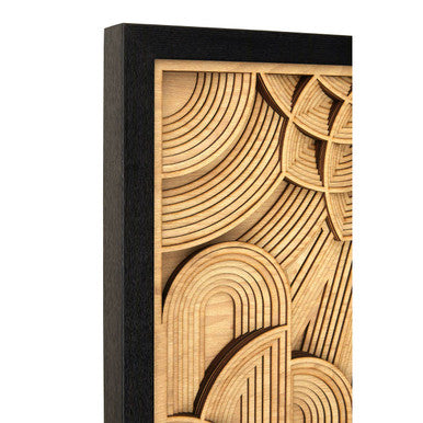 Orsina Modello Deco Wood Carving Wall Art – Hand Carved Geometric Panel