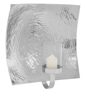 Orsina Kensington Large Wall Sconce – Hammered Silver & Glass