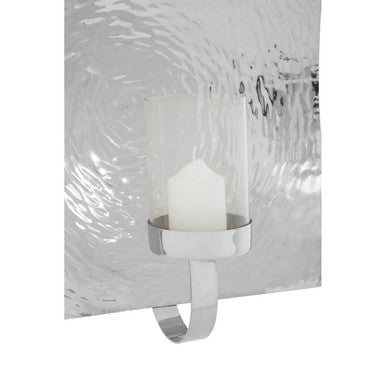 Orsina Kensington Large Wall Sconce – Hammered Silver & Glass