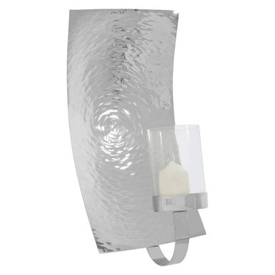 Orsina Kensington Townhouse Small Wall Sconce – Hammered Silver & Glass