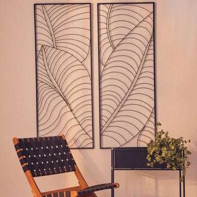 Orsina Trento Small Black Metal Leaf Wall Art – Modern Botanical Decor