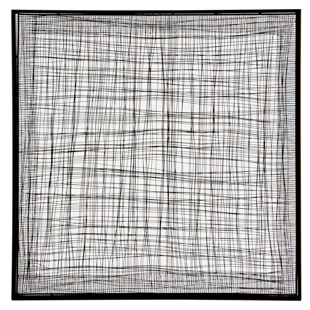 Orsina Trento Metal Cross Wires Wall Art – Black Geometric Square Decor