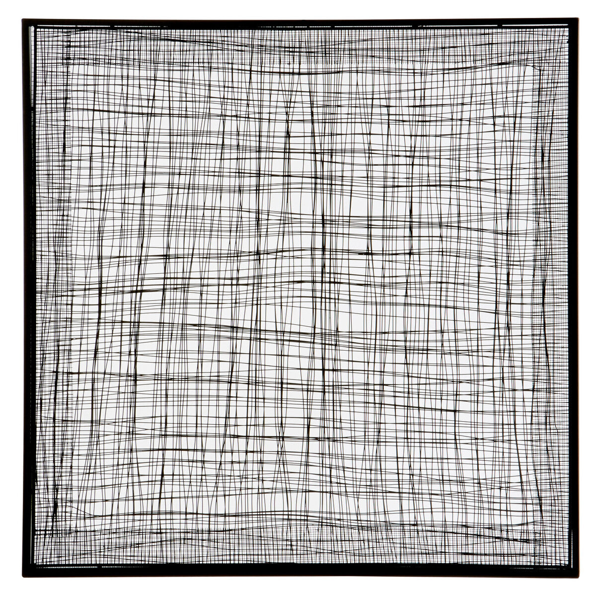 Orsina Trento Metal Cross Wires Wall Art – Black Geometric Square Decor