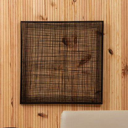 Orsina Trento Metal Cross Wires Wall Art – Black Geometric Square Decor