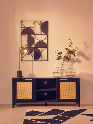 Orsina Trento Black Geometric Semicircle Wall Art – Modern Metal Decor