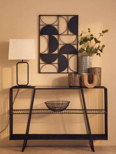 Orsina Trento Black Geometric Semicircle Wall Art – Modern Metal Decor