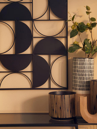 Orsina Trento Black Geometric Semicircle Wall Art – Modern Metal Decor