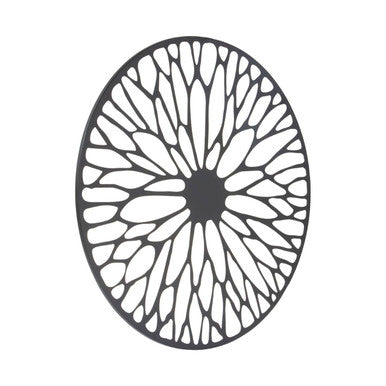 Orsina Trento Large Black Floral Wall Art – Round Metal Home Decor