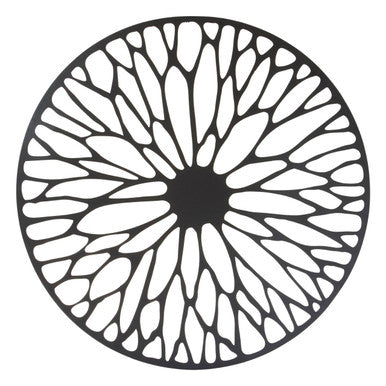 Orsina Trento Large Black Floral Wall Art – Round Metal Home Decor